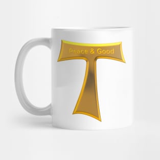 Franciscan Tau Cross Peace And Good Gold on Gold Metallic Mug